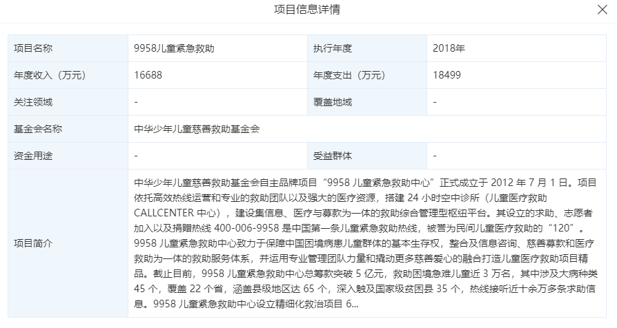 公益人士举报儿慈会9958主管，项目年度支出1.85亿元