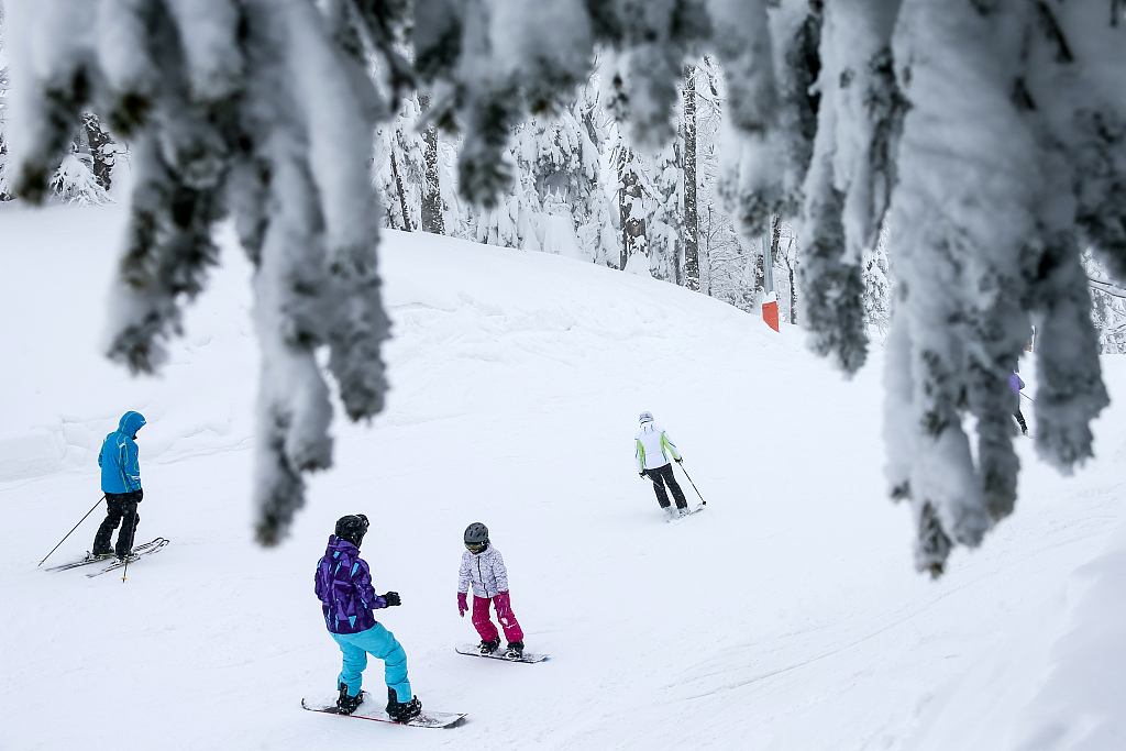 俄罗斯索契滑雪场遇上降雪瞬间天地一色宛若童话世界