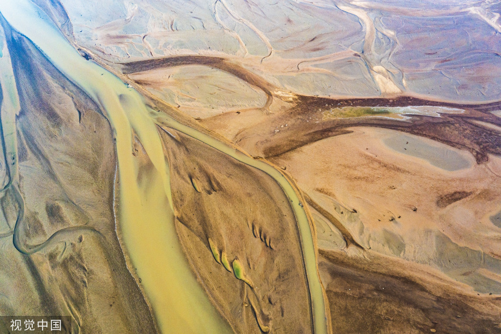 山西运城:黄河河道河汊纵横交错美如画