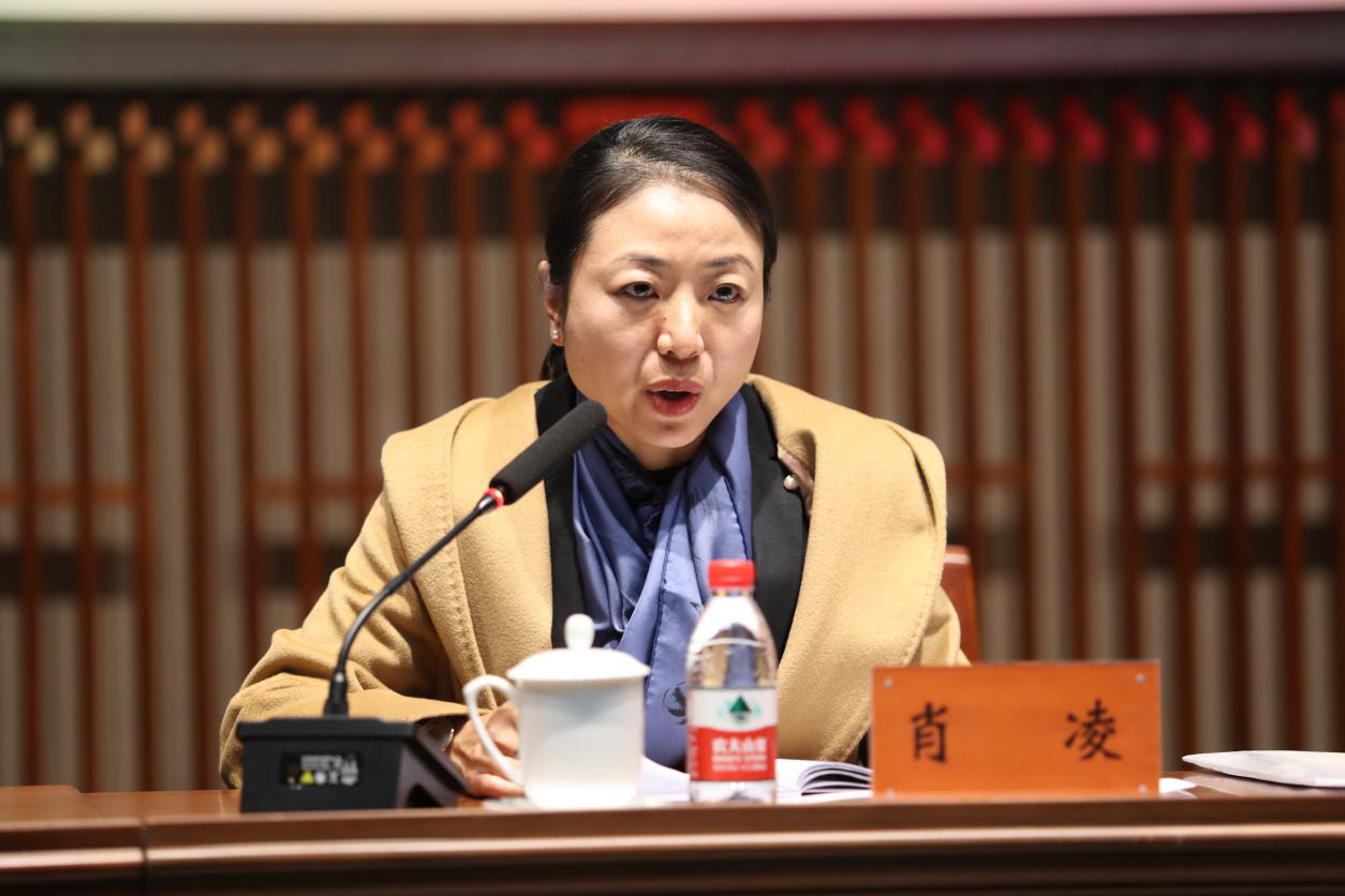 图为第一小组报告人肖凌(卫白鸽